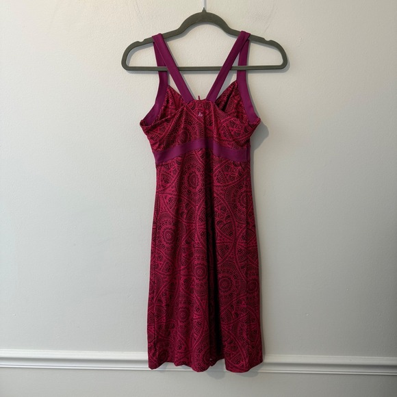 prAna Quinn Dress Magenta Mandala Print Cross Back Shelf Bra Womens Small - Picture 3 of 5